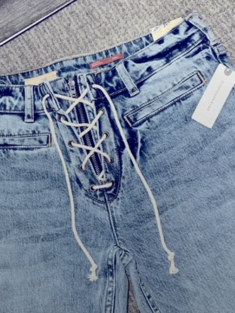 Anthropologie Pilcro Lace Up Mid Rise Bootcut Flare Jeans Size 26 New with Tags